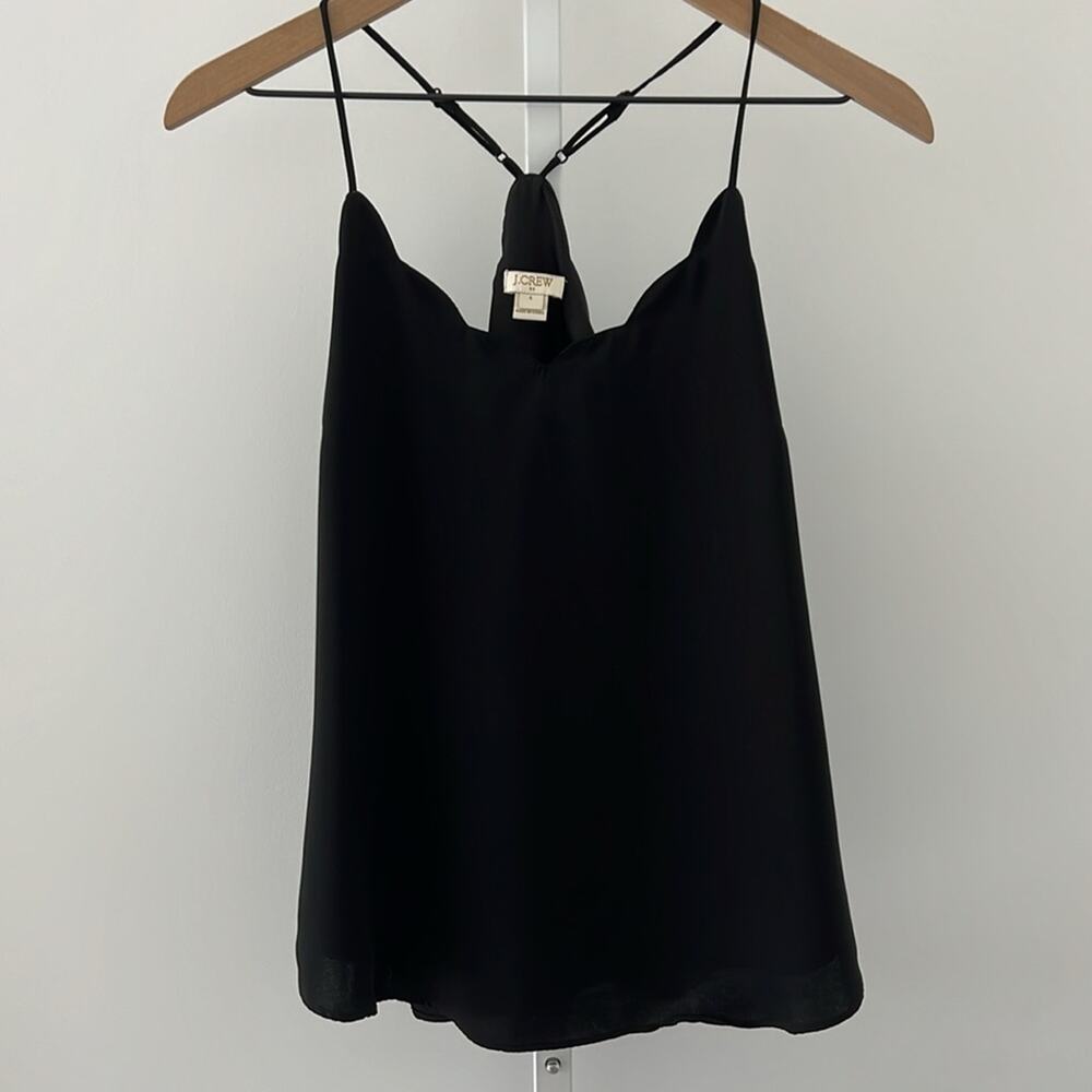 J.CREW scalloped racerback tank top black size 4